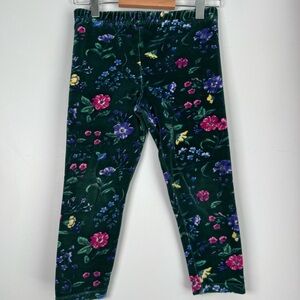 Vintage Floral Velour Leggings Pants The Rugged Bear Green Girls Size 4